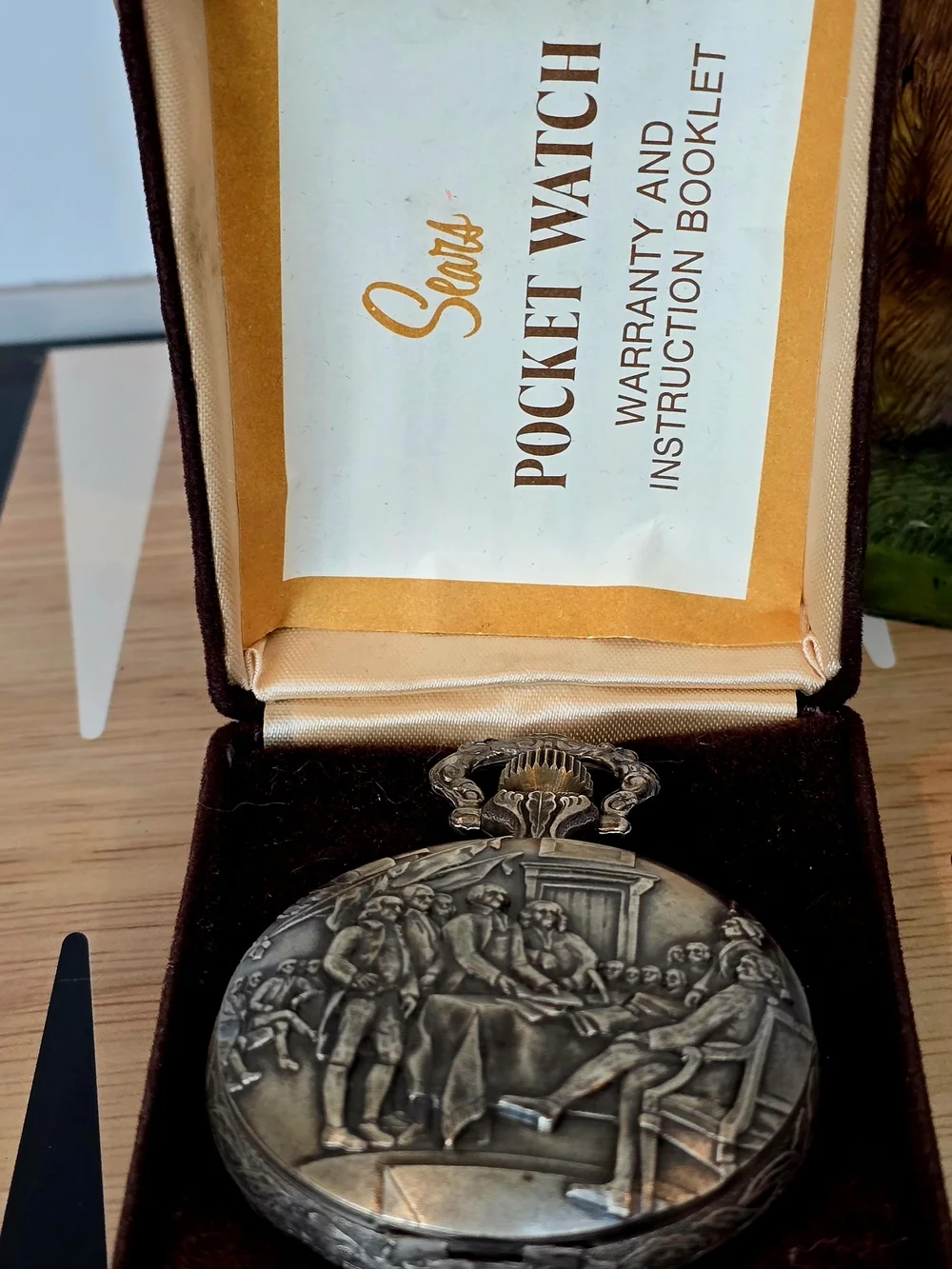 Vintage Sears Silver Bicentennial Wind-up Pocket Watch